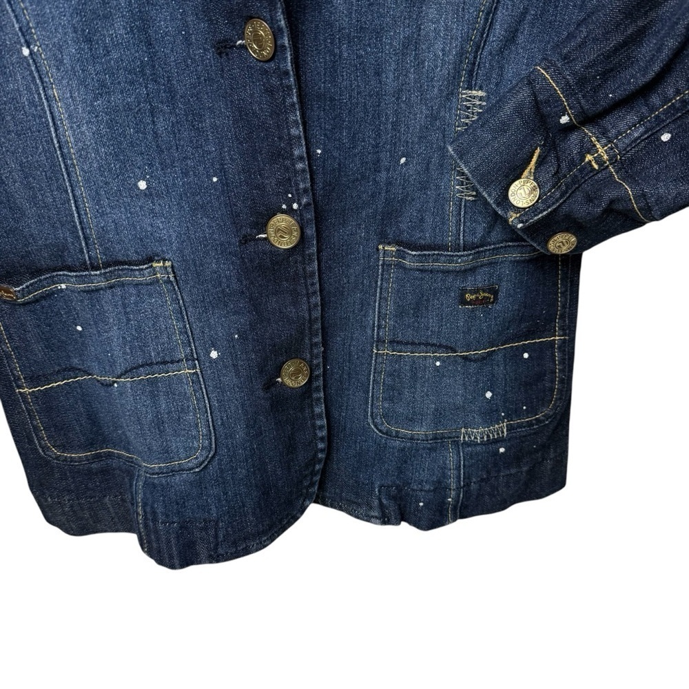 Pepe Jeans Jacket Women M/L London Blazer Denim Blue Lined 3 Button Notch Collar - Picture 2 of 10